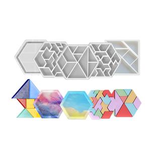 DIY Tangram Jigsaw Puzzle Epoxy Silicone Moule Résine Fabrication pour Jeux de Divertissement pour Enfants - Product Image 1