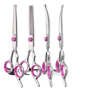 Tijeras de peluquería para mascotas con mango dividido, set de tijeras curvas para recortar el pelo de perros y gatos, herramientas para el cuidado de mascotas - Product Image 6