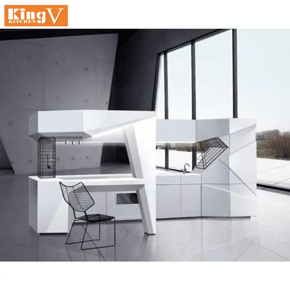 KINGV-cocina de estilo moderno con mesa de comedor, cocina blanca, precio de fábrica, personalización, hecho en CHINA