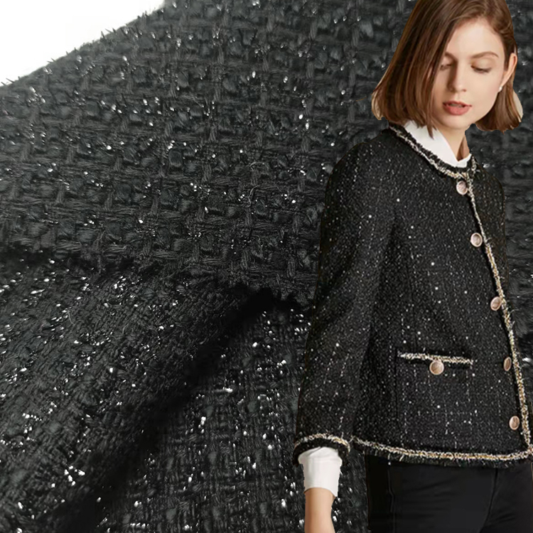 Твидовая ткань в наличии, 65% полиэстер, акриловый нейлон, трикотажная ткань для роскошного пальто