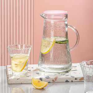 Ensemble de 5 pièces en verre : <span class=keywords><strong>Théière</strong></span> <span class=keywords><strong>et</strong></span> mugs à eau, carafe à eau froide durable, tasses en forme de fleur, carafe à eau froide transparente, ensemble en verre, cadeau - Product Image 2