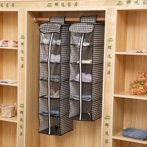 Sac de rangement suspendu en tissu non tissé avec fenêtre transparente en PVC, style fermeture éclair à 6/5 compartiments, anti-poussière et anti-humidité, facile à nettoyer, capacité 80L - Product Image 1