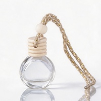 Flacon de parfum pour voiture en verre de 10 ml, vide, rechargeable, avec couvercle en bois, diffuseur d'huiles essentielles