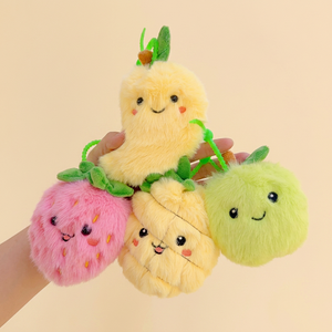 Portachiavi in peluche personalizzato a forma di frutta, all'ingrosso, simpatico giocattolo imbottito a forma di mango e ananas, ciondolo morbido a forma di animale per regali di nozze e bomboniere - Product Image 1