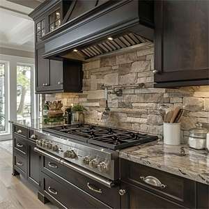 Kabinet dapur kayu mewah finishing alami laci penutup lembut desain kustom untuk interior perumahan - Product Image 2