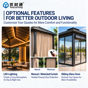 Gazebo de <span class=keywords><strong>Techo</strong></span> Doble con Estructura Metálica Permanente y Resistente para Patio Trasero, Jardín, Villa, Espacios de Ocio y Entretenimiento al Aire Libre - Product Image 4