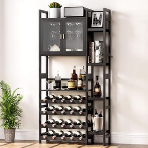 <span class=keywords><strong>Porte</strong></span>-bouteilles à <span class=keywords><strong>vin</strong></span> autoportant à 4 niveaux <span class=keywords><strong>Porte</strong></span> en <span class=keywords><strong>verre</strong></span> Organisateur de présentation de bouteilles d'alcool Étagères latérales pour le rangement des accessoires d'alcool 4 couches - Product Image 2
