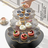 Luxuriöse Mehrstöckige Obstschale Zeitgenössisches Design Hitzebeständiger Kunststoff Abstraktes Muster Wohnzimmer Couchtisch