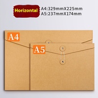 Carpeta de Papel Kraft Grueso Marrón A4/A5 de Gran Capacidad, con Cierre de Cordón Horizontal, Tamaño Personalizable, Impresión para Datos