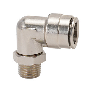 Conector Neumático Rápido de Cobre con Rosca Externa, Acoplador Giratorio en Ángulo Recto PL8-02 para Manguera de Aire - Product Image 1