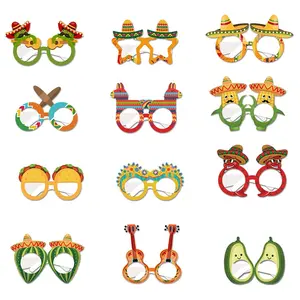 Mexico Design Theme Holiday Party Paper Photography Props Carnival Festival Party Hard Paper Glasses For Take Photos