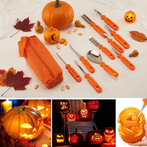 Kit de sculpture de citrouille d'Halloween DIY avec sac de transport, couteau en acier inoxydable, ensemble d'outils de sculpture de citrouille - Product Image 5