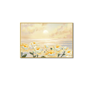 Peinture murale <span class=keywords><strong>de</strong></span> paysage magnifique en gros : <span class=keywords><strong>Coucher</strong></span> <span class=keywords><strong>de</strong></span> <span class=keywords><strong>soleil</strong></span> floral sur <span class=keywords><strong>la</strong></span> <span class=keywords><strong>mer</strong></span>, paysage côtier, style pastel - Product Image 6