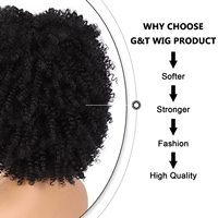 Perruque courte afro bouclée, style africain, petites boucles, en soie, semi-tissée à la main