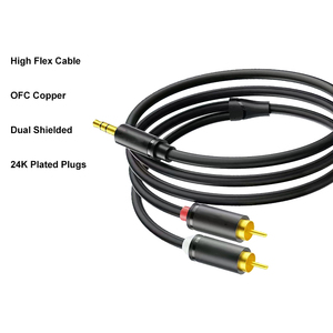 3,5 мм Мужской 2RCA Мужской стерео аудио кабель Y ПВХ для подключения компьютерных динамиков усилители мобильных телефонов экранированная комбинация - Product Image 3