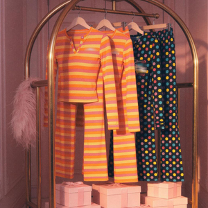 <span class=keywords><strong>Completo</strong></span> Loungewear da <span class=keywords><strong>Donna</strong></span> Due Pezzi Personalizzato Y2K, T-Shirt a Righe a Maniche Lunghe <span class=keywords><strong>e</strong></span> <span class=keywords><strong>Pantaloni</strong></span> Svasati con Vita Pieghevole in Cotone - Product Image 2