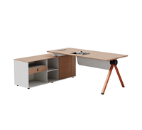 Table de bureau exécutive moderne haut de gamme en bois massif et panneaux de particules, écologique, hauteur réglable, double ventilateur de refroidissement, armoire latérale