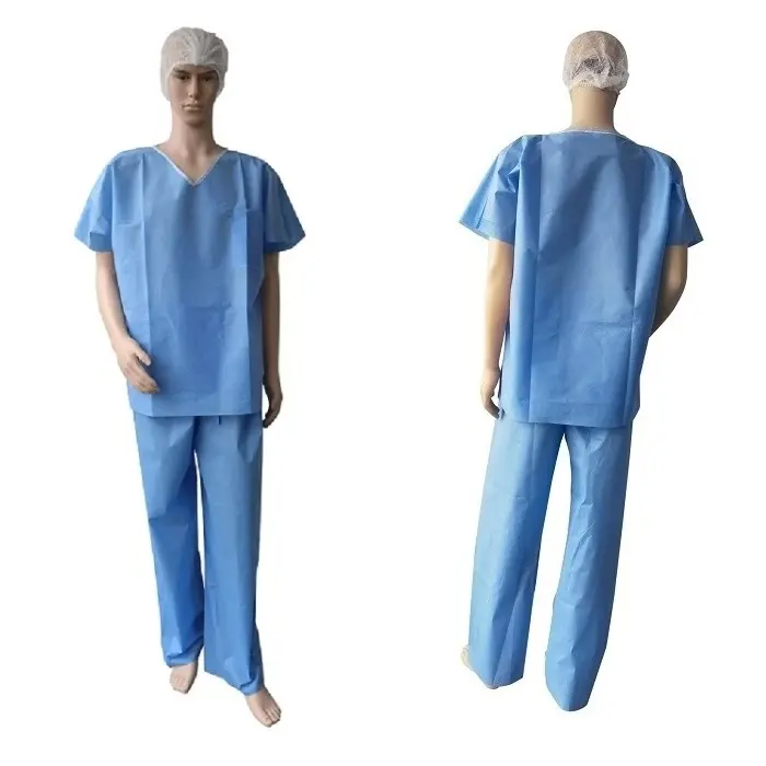 En 13795 conjunto de tecidos não tecido padrão pp, uniforme descartável para médico e enfermeira calças XS-5XL