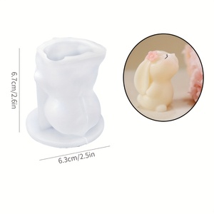 1pc Love Rabbit 3D Candle <b>Silicone</b> Mold, Easter Animal Statue, Cute Plaster and Resin Casting, Home Decoration Craft <b>Tool</b> - Product Image 1