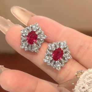 Jindiange của phụ nữ đồ trang sức thiết lập sang trọng ngành công nghiệp nặng rực rỡ chim bồ câu <span class=keywords><strong>Ruby</strong></span> loạt vàng bông tai vòng cổ vòng đồng bán buôn - Product Image 6