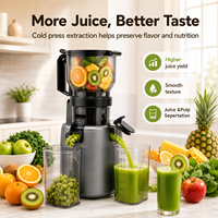 Extracteur de Jus Électrique à Pression à Froid avec Goulotte d'Alimentation Extra-Large de 6,1 Pouces pour Fruits Entiers et Légumes – Idéal pour les Fruits Rouges et Oranges – Usage Domestique