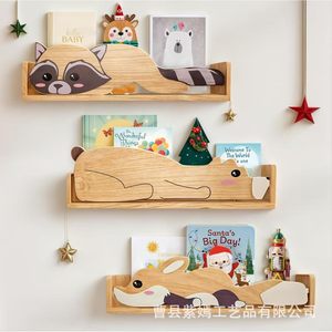 <b>Wall</b> <b>Mounted</b> Animal <b>Shelves</b> For Kids Room Book Storage Display Rack Bedroom Living Room Decorative Organizer With Cartoon Design - Product Image 1