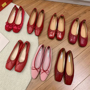 Produttore personalizzato personalizzato elegante balletto rosso <span class=keywords><strong>scarpe</strong></span> basse basse MOQ all'ingrosso vegano in pelle da donna <span class=keywords><strong>scarpe</strong></span> ballerine - Product Image 2