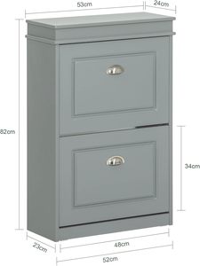 <strong>Shoe</strong> Rack Cabinet 2 Flip Drawers, Slim <strong>Shoe</strong> Storage Unit for Hallway, Entryway, Corridor, <strong>Small</strong> Spaces Wooden <strong>Cupboard</strong> Grey - Product Image 5
