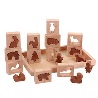 Juguete Educativo de Madera para Niños: Bloques de Emparejamiento con Forma de Animales para el Aprendizaje Temprano, Desarrollo Cognitivo y Ayuda Didáctica Inicial