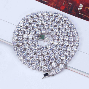 6mm quần vợt Chuỗi vòng cổ 18K mạ vàng 1 hàng phòng thí nghiệm mô phỏng kim cương Iced ra Cubic Zirconia chuỗi nam hip hop quần vợt choker - Product Image 3