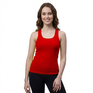 Women's Plus Size Breathable Quick Dry Eco-Friendly Polyester/Cotton Tank <b>Top</b> for Summer Running-Solid <b>Red</b> Casual Style - Product Image 1