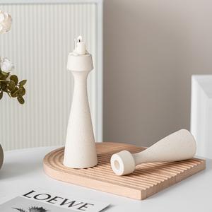 Candelabro de Cerámica Blanco Hecho a Mano Nórdico de Jalo para Decoración del Hogar - Product Image 1