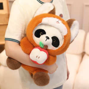 Dễ thương tùy chỉnh nhồi bông gấu trúc đỏ peluche với Apple đồ chơi mềm Kawaii động vật có thể tháo rời hat PP bông điền lưới lót chất liệu - Product Image 5