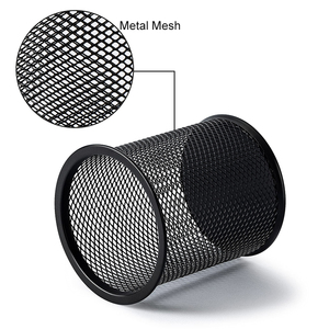 Оптовая продажа, черная металлическая проволочная сетка, подставка для карандашей, подставка для ручек, настольный органайзер, канцелярские принадлежности - Product Image 2