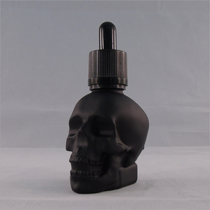 30ml Cobalt Blue <strong>Skull</strong> <strong>Glass</strong> <strong>Bottle</strong> with Screw Cap Dropper Hot Stamped Surface for Essential Oils &amp; Skin Care Serum Packaging - Product Image 2