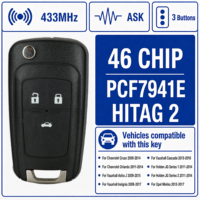 Clé de voiture intelligente de remplacement, 3 boutons, FSK 433 MHz, ASK 4D60 CHIP DST80, FCC ID 2ALBS-1SG27 pour Chevrolet Cavalier Vauxhall Astra J
