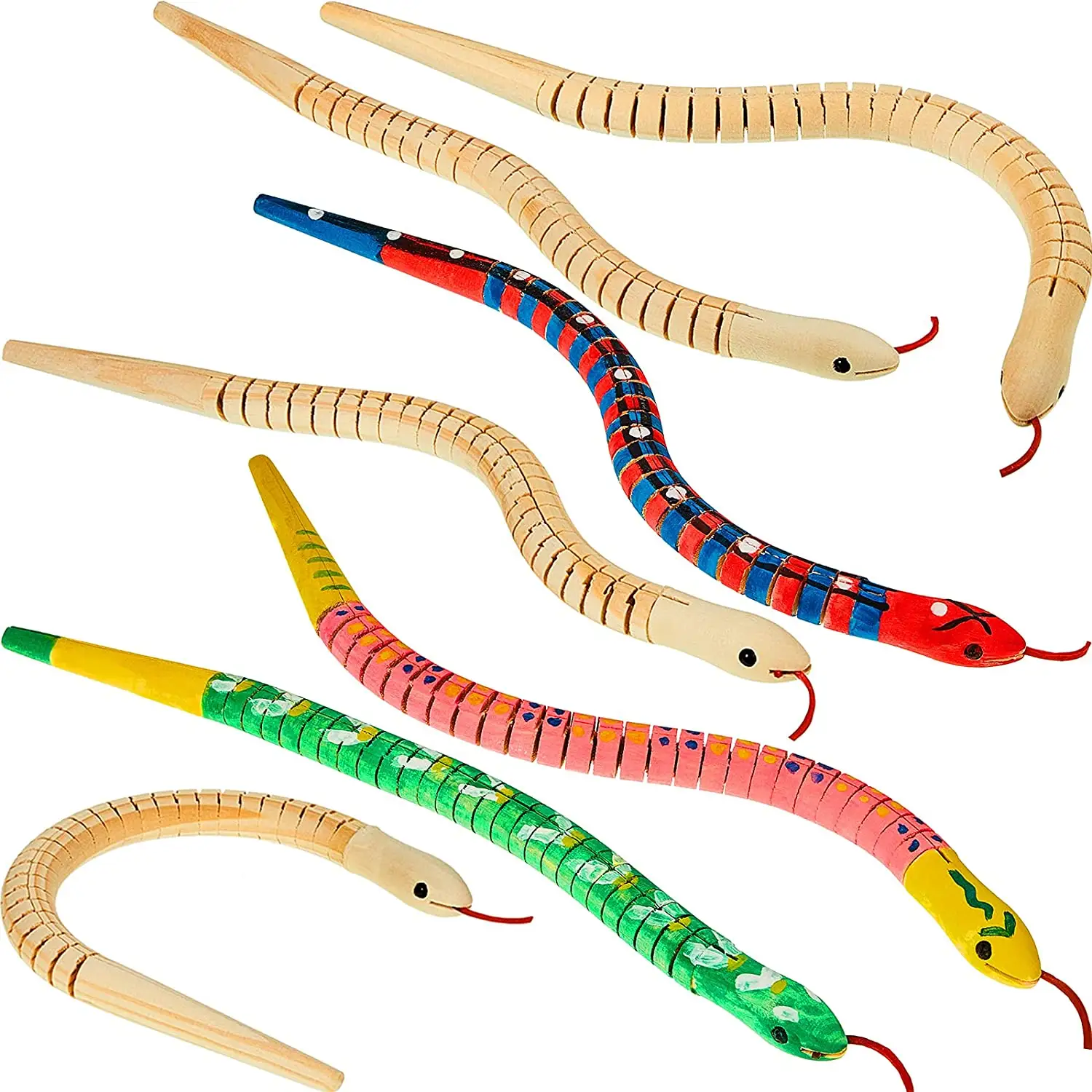 Jouets en bois colorés de serpents promotionnels personnalisés