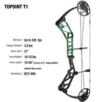 Set Busur Compound Topoint T1 19-70LBS 320FPS IBO 75% Let-Off Riser Aluminium CNC untuk Berburu & Menembak Sasaran