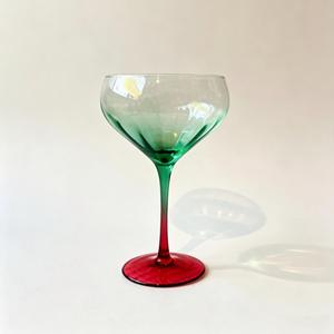 Verre Coupe Art Déco Raymond |   Verres à pied en cristal bicolore rouge et vert |   14,31 oz Vaisselle de bar vintage faite à la main - Product Image 2