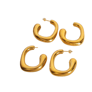 ต่างหูห่วงกลวงทำจากสแตนเลสรูปตัว C ต่างหูห่วงต่างหูห่วงแบบเปิด - Product Image 1