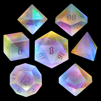 Vente en gros cube RPG en verre personnalisé 7pcs par set dés polyédriques 20 faces mdn d & d perle poudre protéine couleur dés ensembles