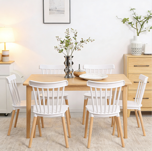 <span class=keywords><strong>Chaise</strong></span> de salle à manger de style <span class=keywords><strong>scandinave</strong></span> avec dossier à lattes verticales et pieds en bois naturel, construction ergonomique et légère - Product Image 6