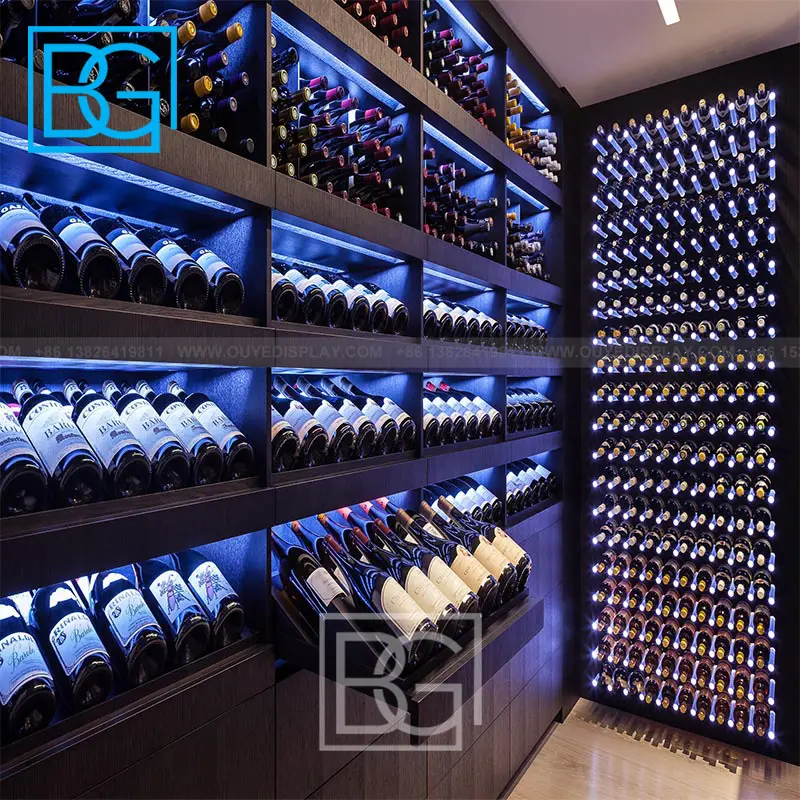 Popüler cam likör şişesi vitrin rafı şarap High End şarap camlı vitrin dolabı için Led zemin ekran standı raf