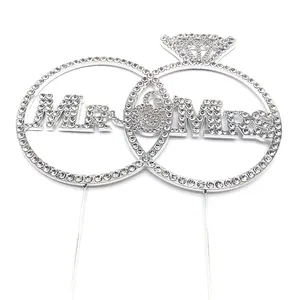 Wholesale Custom Silver Plated Mr & Mrs Crystal Rhinestone Cake Toppers For Wedding Cake Decoration Supplies