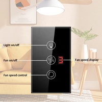 Interrupteur mural tactile intelligent Wi-Fi pour ventilateur et lumière, norme américaine US 10A, verre trempé, compatible Google Assistant Alexa