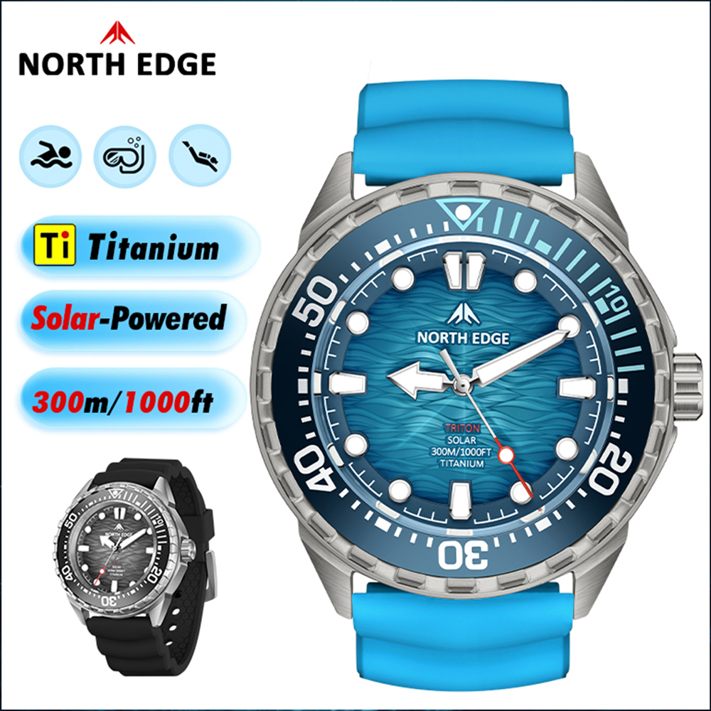 North Edge TRITON 300M Waterproof Dive Swimming Watch Solar-Powered Watch Rotatable Digital Bezel Men Outdoor Sport Watch 2026