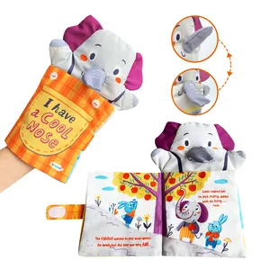 Thiết Kế Mới Elephant Tay Con Rối Cuốn Sách Vải Cho Trẻ Em, Giáo Dục Cuốn Sách Vải, Bé Vui Vẻ Chơi Đồ Chơi