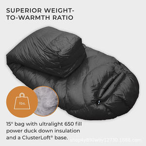 Sac de couchage Woqi Mummy 650Fp en duvet ultraléger pour la randonnée, le trekking, adultes, noir, nylon respirant, 3 saisons - Product Image 5