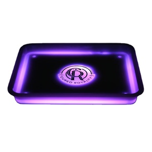 2021Hot Sale Service Tray Charging Plastic Custom Blank Custom Led Rolling Luminous Tray Luminous wine tray