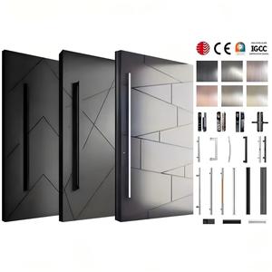 Portes d'entrée de villa de luxe, portes extérieures en aluminium, portes pivotantes modernes en acier inoxydable, portes d'entrée résidentielles - Product Image 3
